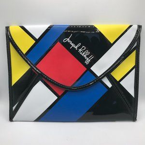 VTG 90's Joseph Ribkoff Clutch Colour Block Black Patent Leather Y2K Style